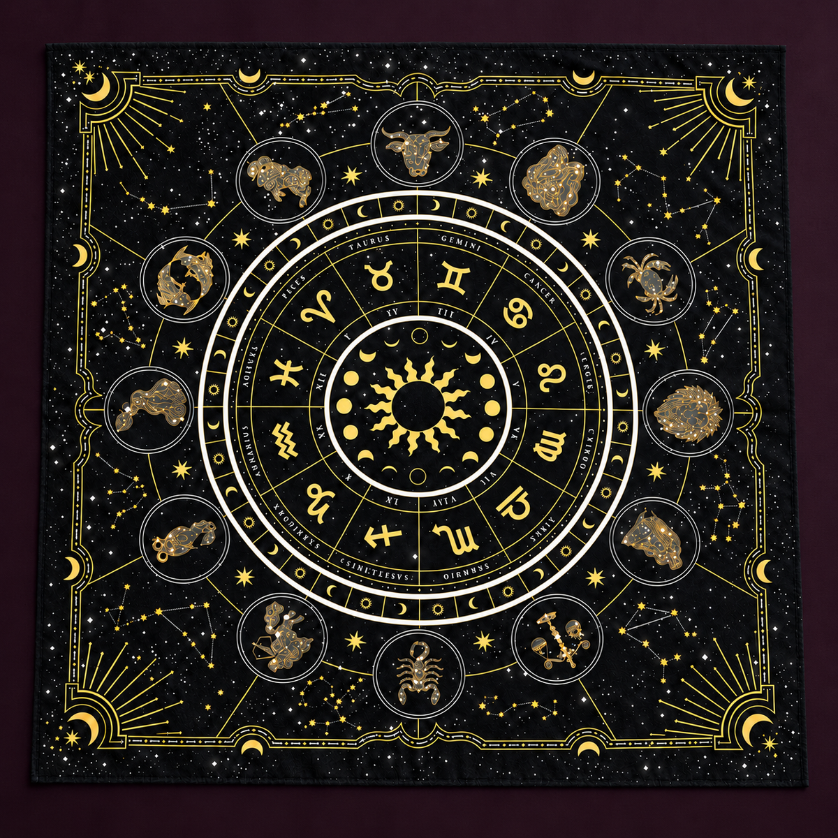 Sun and Zodiac Tarot Cloth – Energy Collector