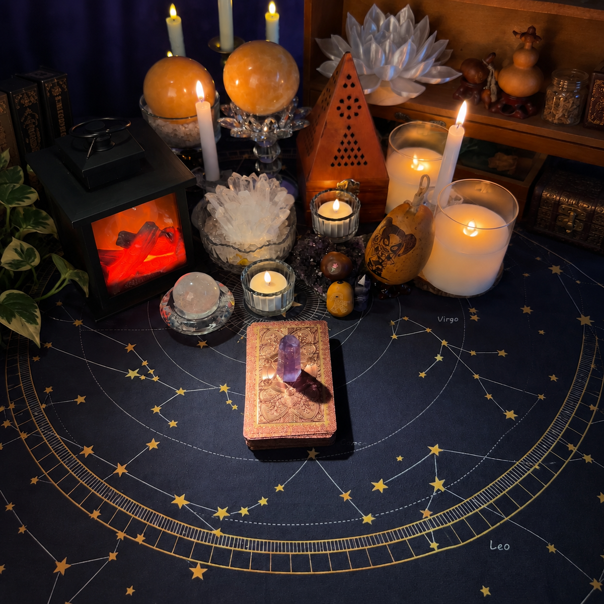 Rose Gold Hexagram Tarot Deck — Studio-Designed with Matte Gold Foil