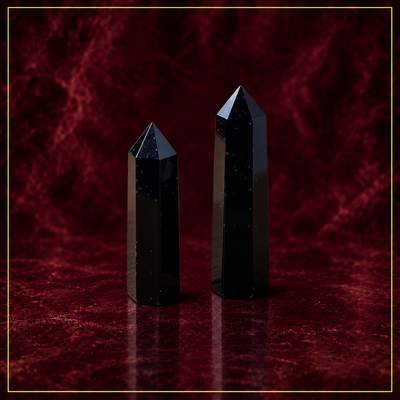 Black Obsidian Crystal Tower — Protection and Energy Amplification