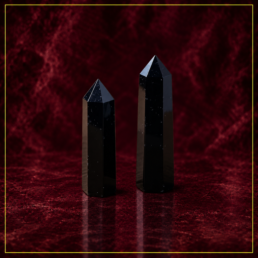 Black Obsidian Crystal Tower — Protection and Energy Amplification