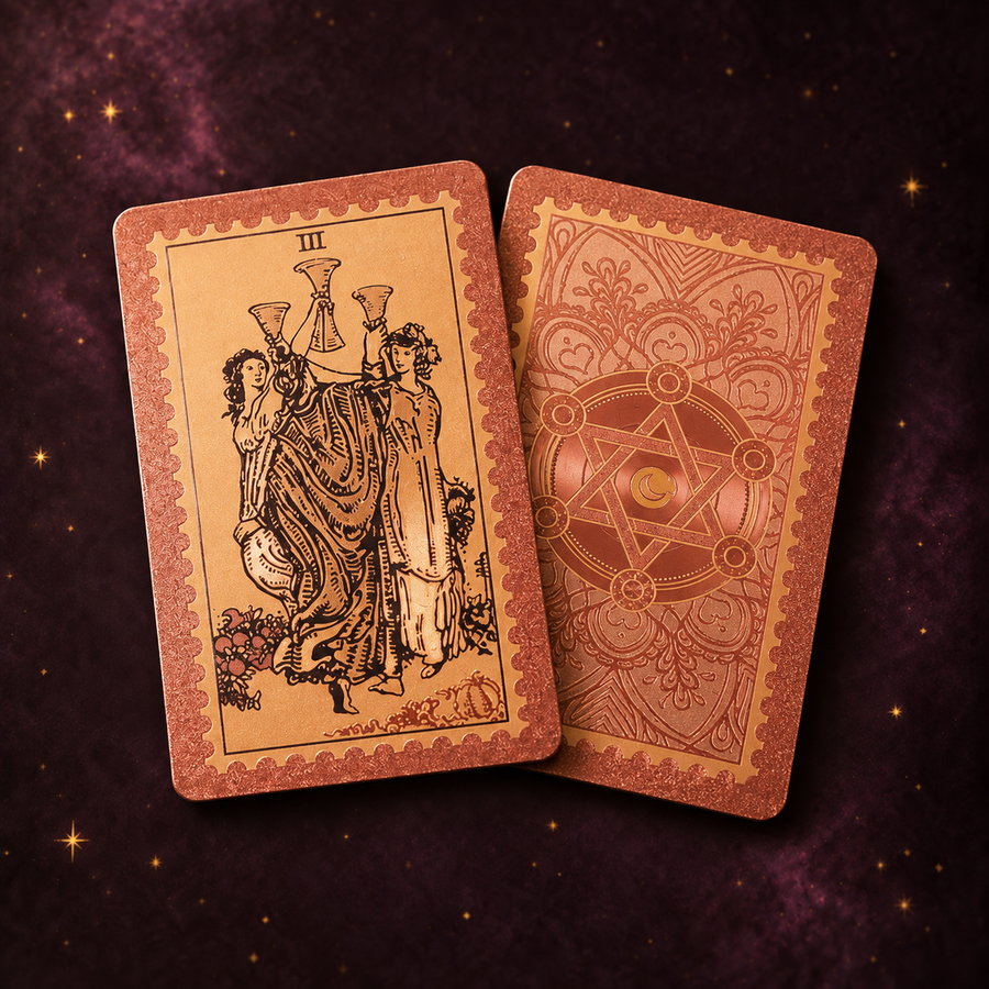 Rose Gold Hexagram Tarot Deck — Studio-Designed with Matte Gold Foil