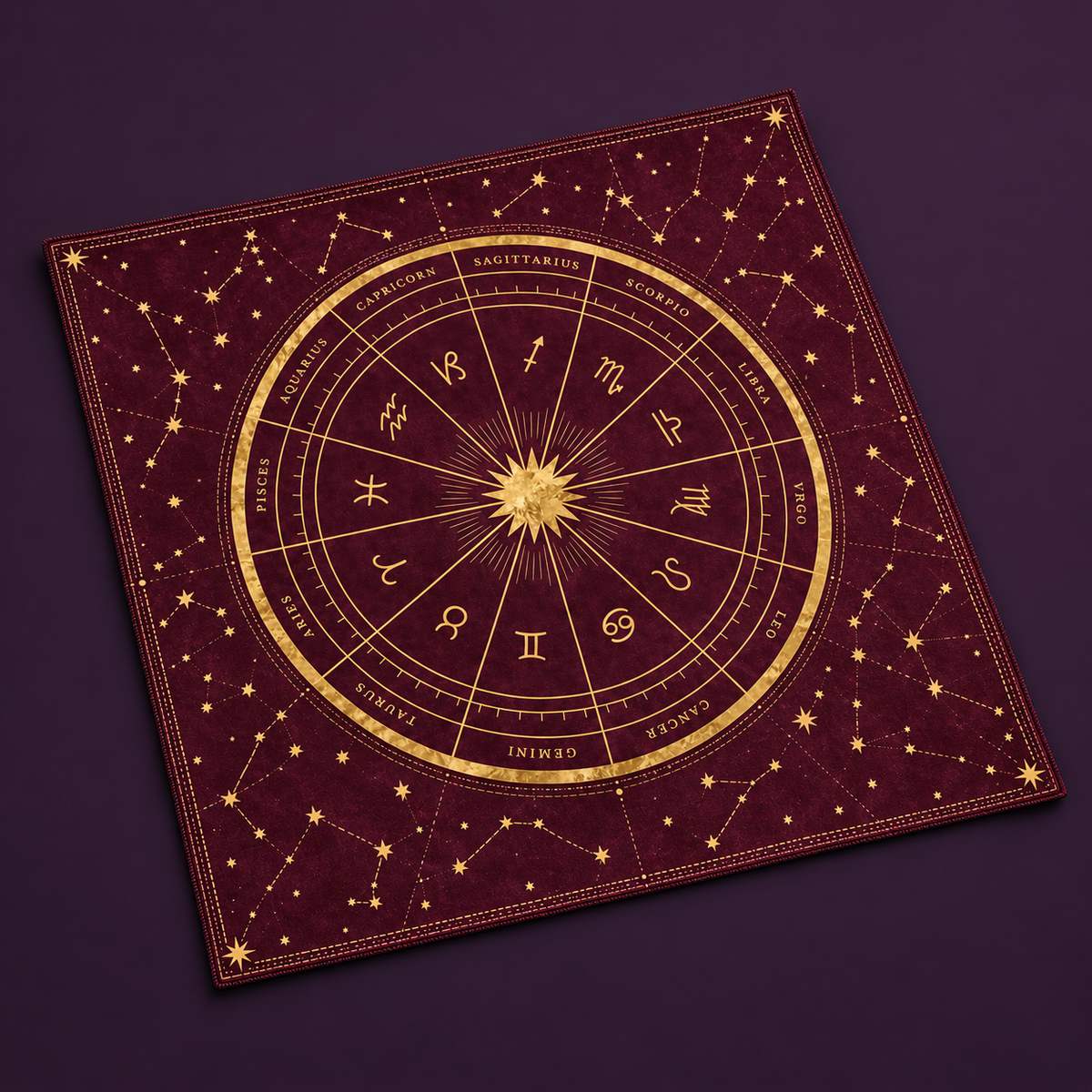 Celestial Zodiac Wheel Tarot Cloth – Energy Collector
