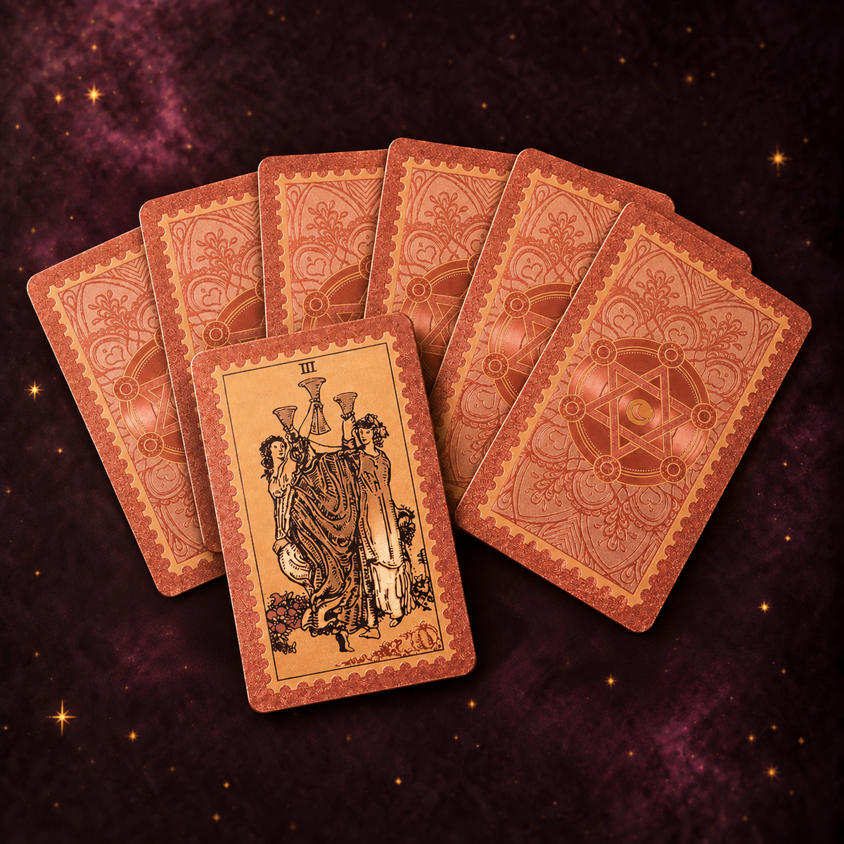 Rose Gold Hexagram Tarot Deck — Studio-Designed with Matte Gold Foil