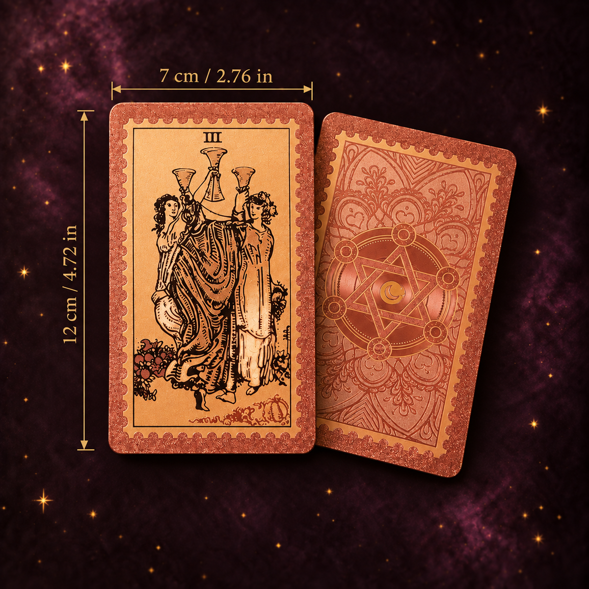 Rose Gold Hexagram Tarot Deck — Studio-Designed with Matte Gold Foil