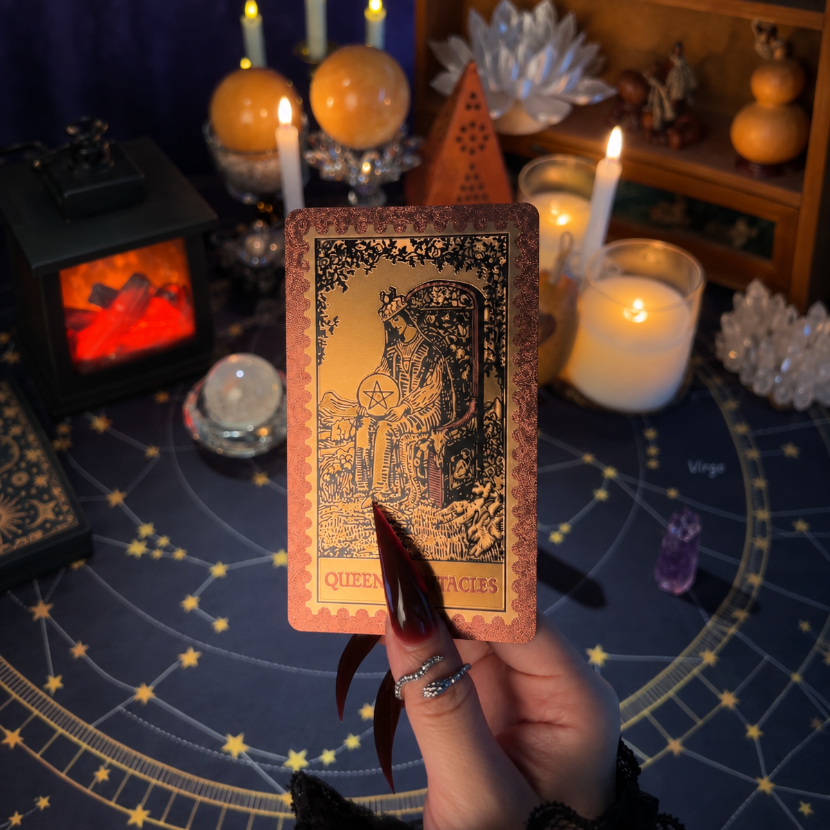 Rose Gold Hexagram Tarot Deck — Studio-Designed with Matte Gold Foil