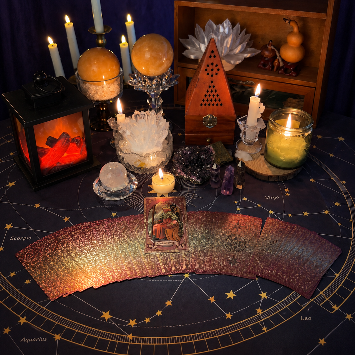 Rose Gold Hexagram Tarot Deck — Studio-Designed with Matte Gold Foil